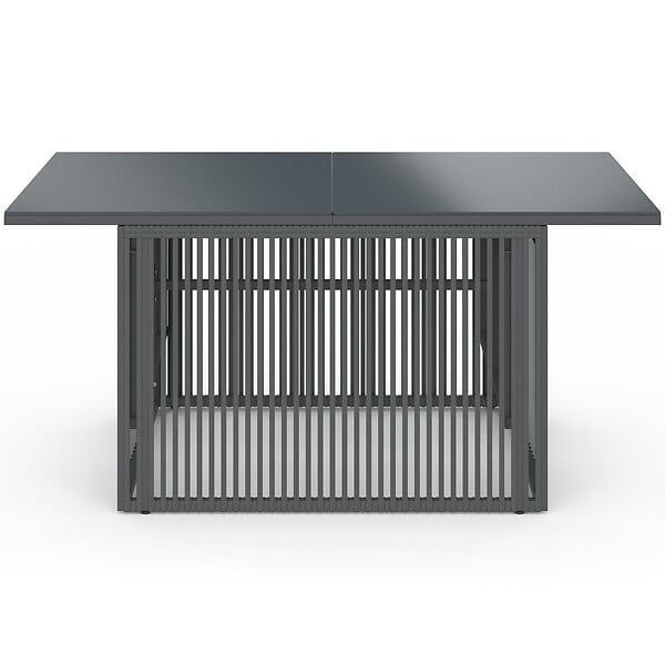 ID MARKET - Table basse de jardin relevable rectangulaire 100 cm RIO structure métal et cordage gris anthracite - large