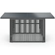 ID MARKET - Table basse de jardin relevable rectangulaire 100 cm RIO structure métal et cordage gris anthracite - vignette