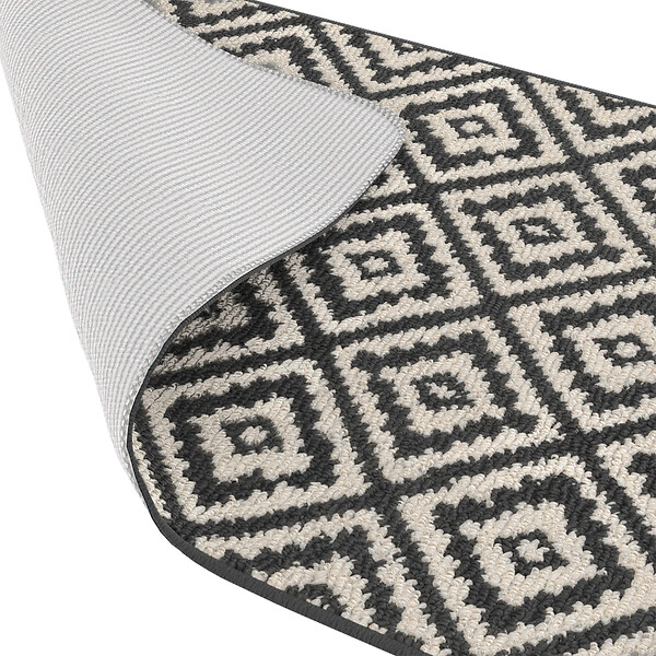 ID MARKET - Tapis intérieur d'entrée et de couloir CARAIBA gris et blanc 60 x 180 cm - large