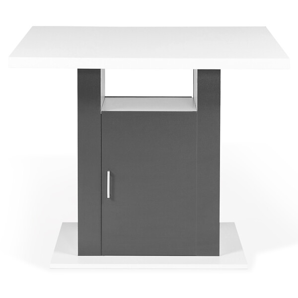 ID MARKET - Ilot central UGO 110 cm bois blanc et gris avec rangements - large