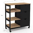 ID MARKET - Desserte de cuisine MUNA 3 paniers + 1 plateau amovible noir et effet hêtre L.76 cm - vignette