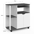 ID MARKET - Desserte de cuisine COSI bois blanc et plateau gris L.76 CM - vignette