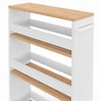 ID MARKET - Desserte de cuisine gain de place HAGA chariot de rangement à étages blanc et façon hêtre - vignette