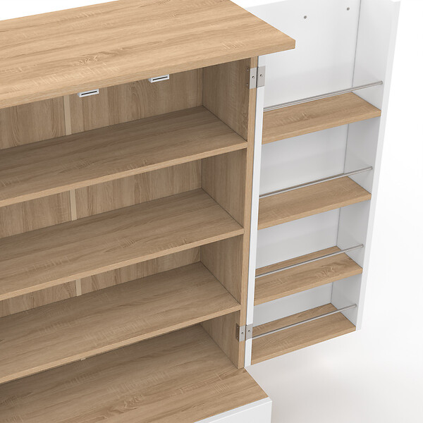 ID MARKET - Buffet bas de cuisine ALTO H.90 cm avec rangements blanc et bois - large