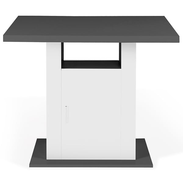 ID MARKET - Ilot central UGO 110 cm plateau bois gris et blanc avec rangements - large