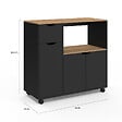 ID MARKET - Desserte micro-onde de cuisine COSI XXL placards avec tiroir bois noir et plateaux façon hêtre L.90 cm - vignette