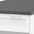 ID MARKET - Ilot central mange-debout 4 personnes VITO 130 cm blanc et plateau gris - vignette