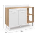 ID MARKET - Buffet bas de cuisine 120 cm CINA plan de travail H.83 cm 2 portes + tiroir façon hêtre et blanc - vignette