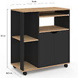 ID MARKET - Desserte de cuisine COSI bois noir et plateaux façon hêtre L.76 CM - vignette