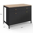 ID MARKET - Ilot central 120 cm campagne ISIS plateau bois façon hêtre et noir - vignette