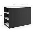 ID MARKET - Ilot central TIBO 120 cm bois noir avec plan de travail effet marbre ALASKA - vignette