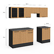 ID MARKET - Cuisine complète 240 cm SUBTIL avec vitrine + plan de travail 7 éléments noir et façon hêtre - vignette