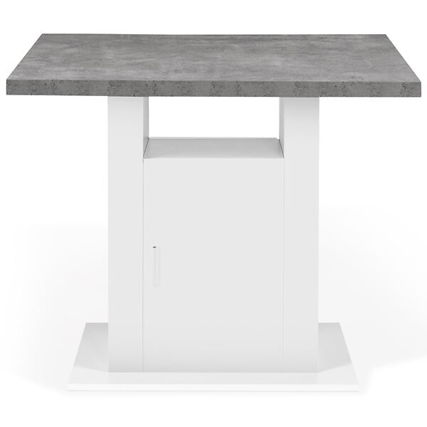 ID MARKET - Ilot central UGO 110 cm plateau effet béton et blanc avec rangements - large
