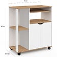 ID MARKET - Desserte de cuisine COSI bois blanc et plateaux façon hêtre L.76 CM - vignette