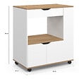 ID MARKET - Desserte micro-onde de cuisine COSI placard avec tiroir et étagères à épices bois blanc et plateaux façon hêtre L.76 cm - vignette