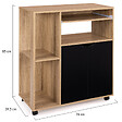 ID MARKET - Desserte de cuisine COSI bois façon hêtre et portes noires L.76 CM - vignette