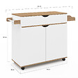ID MARKET - Desserte de cuisine COSY XXL placard avec tiroir blanc et plateaux façon hêtre L.90 CM - vignette