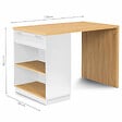 ID MARKET - Ilot central mange debout 4 personnes VITO 130 cm blanc et plateau bois - vignette