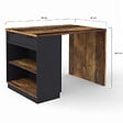 ID MARKET - Ilot central mange-debout 4 personnes VITO 130 cm noir et effet bois foncé HAWKINS - vignette