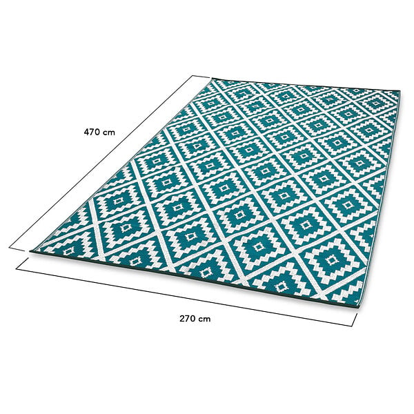 ID MARKET - Tapis extérieur BAHAMAS bleu canard 270 x 470 CM - large
