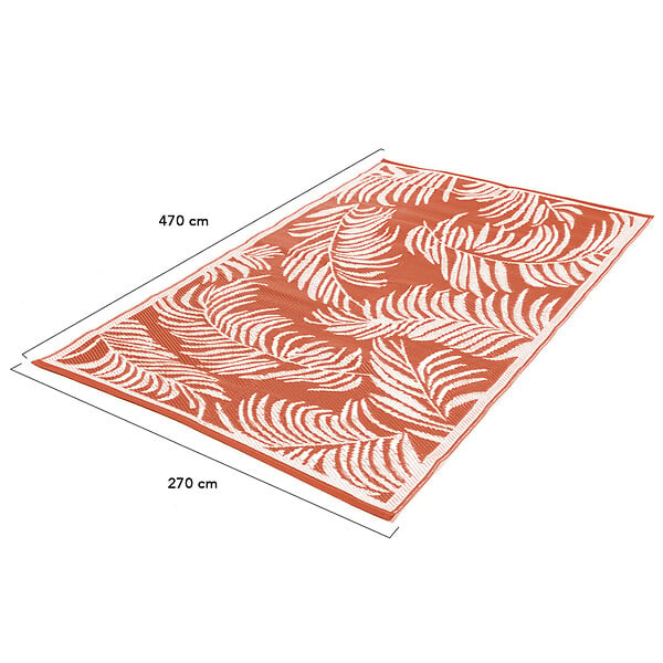 ID MARKET - Tapis extérieur COCO tropical terracotta et blanc 270 x 470 CM - large