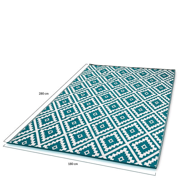 ID MARKET - Tapis extérieur BAHAMAS bleu canard 180 x 280 CM - large