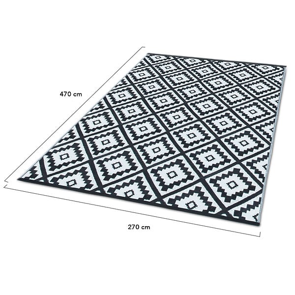 ID MARKET - Tapis extérieur BAHAMAS noir 270 x 470 CM - large