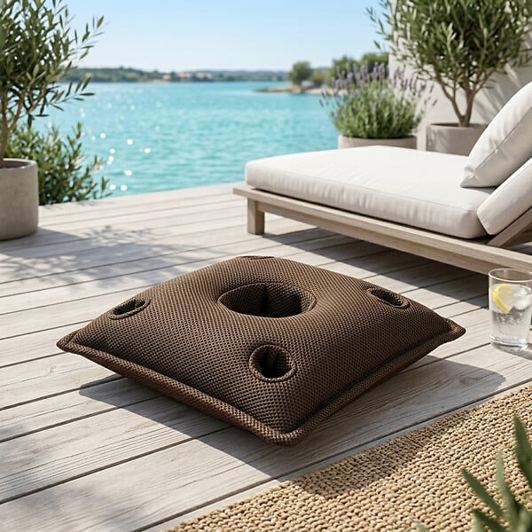 SOO  SANTAI - Soo Santaï Coussin bar piscine flottant avec porte-verres 75 × 75 × 25 cm extérieur SANS billes – Brun (PPF7575-5) - large