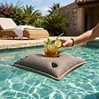 SOO  SANTAI - Coussin bar piscine flottant avec porte-verres 75 × 75 × 25 cm extérieur SANS billes – Gris (PP757525-1) - vignette