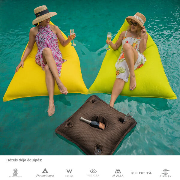 SOO  SANTAI - Coussin bar piscine flottant avec porte-verres 75 × 75 × 25 cm extérieur SANS billes – Gris (PP757525-1) - large