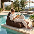 SOO  SANTAI - Pouf piscine XL flottant 140x120x90 cm extérieur piscine terrasse jardin SANS billes brun (LBF140120-5) - vignette