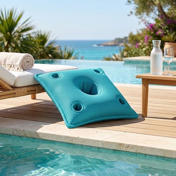 SOO  SANTAI - Coussin bar piscine flottant avec porte-verres 75 × 75 × 25 cm extérieur SANS billes – Vert (PPF7575-2) - large