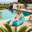 SOO  SANTAI - Pouf piscine XL flottant 140x120x90 cm extérieur piscine terrasse jardin SANS billes bleu (LBF140120-4) - vignette