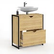 ID MARKET - Meuble sous lavabo salle de bain 2 tiroirs DETROIT design industriel - vignette