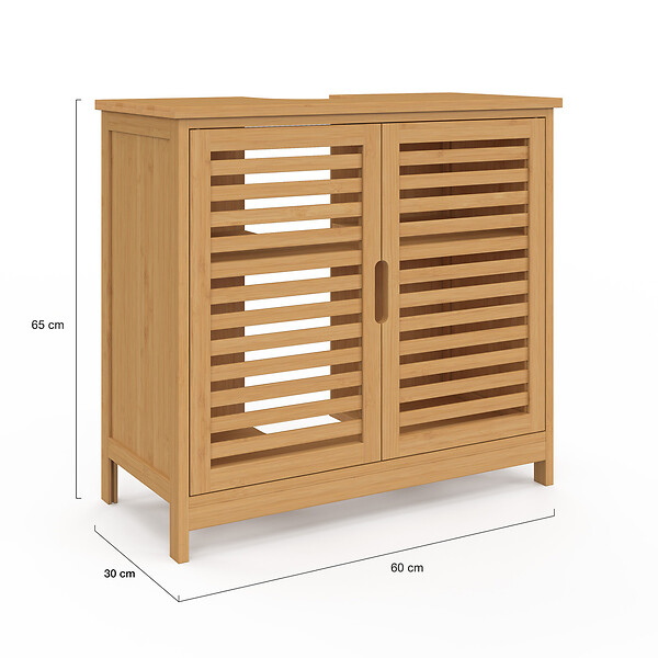 ID MARKET - Meuble sous lavabo salle de bain bambou BEA - large