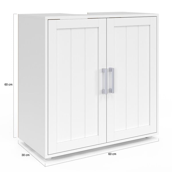 ID MARKET - Meuble sous lavabo salle de bain WALDO bois blanc - large