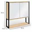 ID MARKET - Meuble de rangement suspendu avec miroir pour salle de bain DETROIT design industriel - vignette