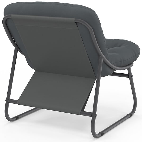 ID MARKET - Salon de jardin bas ARONA 4 places en acier gris anthracite et coussins gris avec canapé, fauteuils et table - large