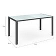 ID MARKET - Salon de jardin MADRID table 150 CM et 6 chaises empilables gris anthracite plateau clair - vignette