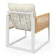 ID MARKET - Salon de jardin bas RIO 6 places structure métal blanc et cordage effet rotin avec coussins beige - vignette