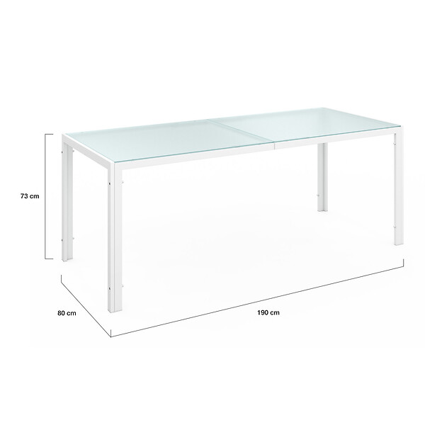 ID MARKET - Salon de jardin MADRID table 190 cm et 8 chaises empilables blanc et beige - large