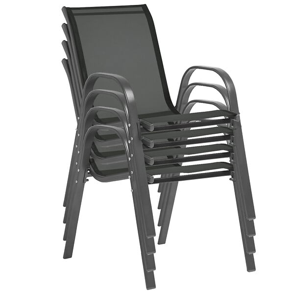 ID MARKET - Salon de jardin POLY table extensible 135-270 CM et 12 chaises bois et gris foncé - large