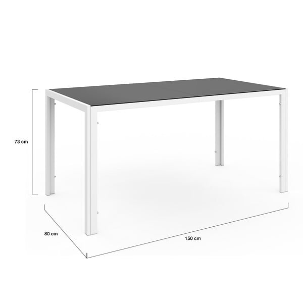 ID MARKET - Salon de jardin MADRID table 150 CM et 6 chaises empilables blanc et gris - large