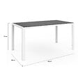 ID MARKET - Salon de jardin MADRID table 150 CM et 6 chaises empilables blanc et gris - vignette