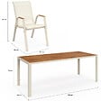 ID MARKET - Salon de jardin NOUMEA table 190 cm plateau verre trempé effet bois et 8 chaises empilables beige et bois - vignette