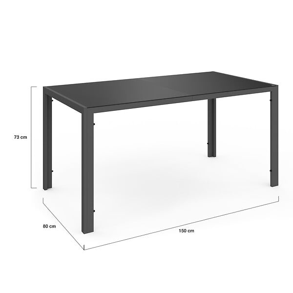 ID MARKET - Salon de jardin MADRID table 150 CM et 6 chaises empilables mix color gris, noir et bleu - large