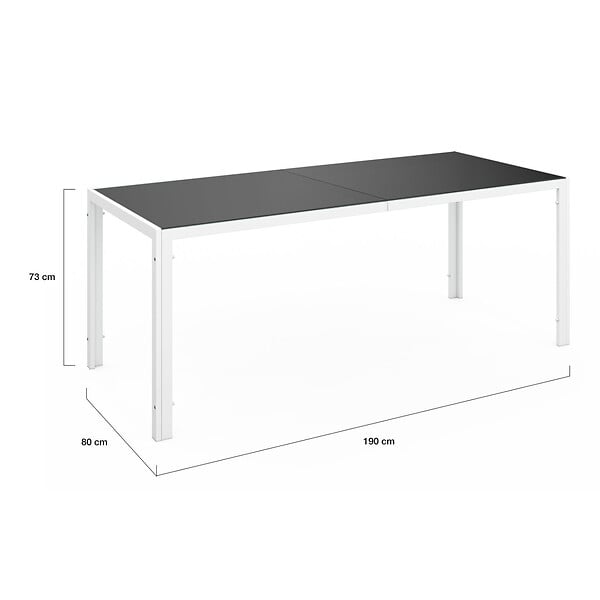 ID MARKET - Salon de jardin MADRID table 190 CM et 8 chaises empilables blanc et gris - large
