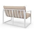 ID MARKET - Salon de jardin bas NAIROBI 4 places en acier blanc et coussins beiges - vignette