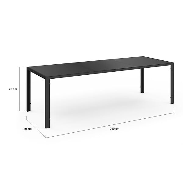 ID MARKET - Salon de jardin MADRID table 240 CM et 10 chaises empilables noir - large
