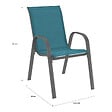 ID MARKET - Salon de jardin MADRID table 150 CM et 6 chaises empilables bleu canard - vignette